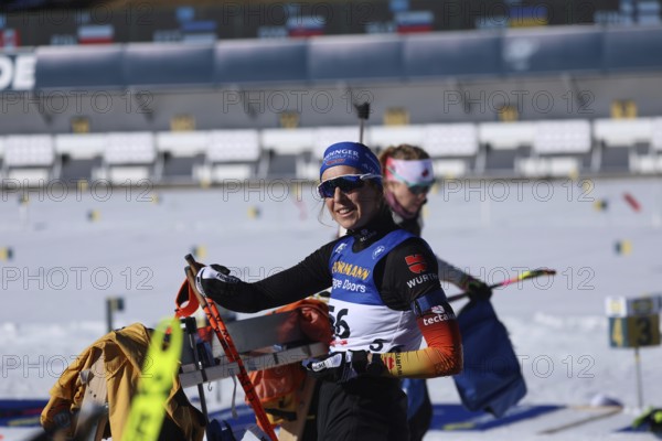Franziska Preuß (SC Haag) shooting off for the individual at the IBU Biathlon World Championships Lenzerheide 2025, Lenzerheide, Switzerland / SUI / CH