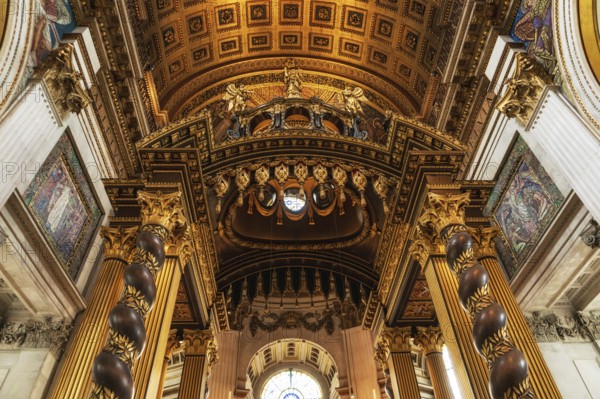 London, United Kingdom, May 12, 2019: Inside St Paul's Cathedral in London, interior building details. It is an Anglican cathedral, the seat of the Bishop of London