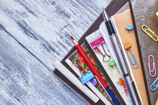 Set of folders and stationery. Organize your working day