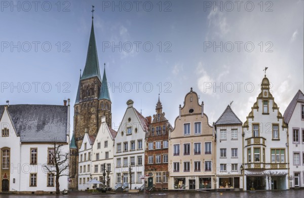 Historical market square with beautiful houses, Warendorf, Germany