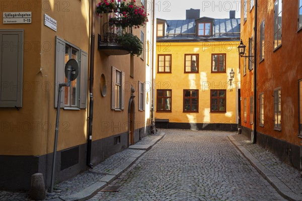 Alleyway in the Historic town Gamla Stan, Stockholm, Sweden, Scandinavia