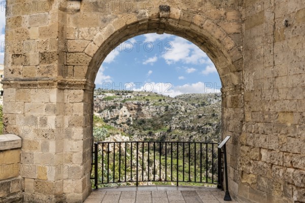 Detail of historic houses in Sassi di Matera, Italy