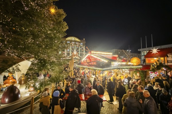 The Dresden Striezelmarkt is a Christmas market in Dresden. It has been held in Advent since 1434, usually on the Altmarkt square, and attracts an average of around two million visitors every year. It is the oldest certified Christmas market in Germany. Dresden, Saxony, Germany