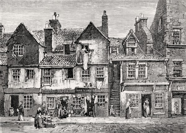 Old houses in the Cowgate, Edinburgh, Scotland, 19th century