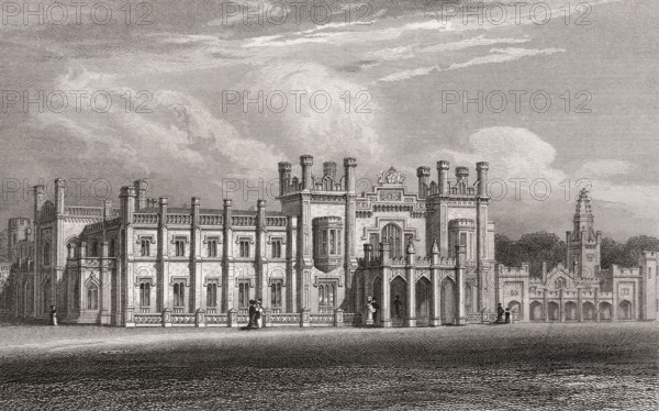 Abercairny Castle, Perth and Kinross, 19th century, from Modern Athens by Th. H. Shepherd