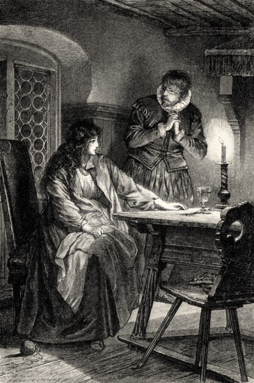 ACT V., SCENE III., Clara's house, Clara, Brackenburg, scene from EGMONT by Johann Wolfgang von Goethe
