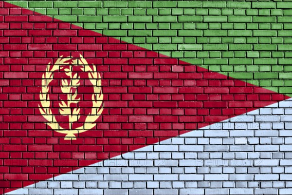 Flag of Eritrea painted on brick wall