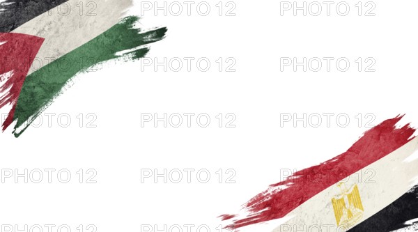 Flags of Palestine and Egypt on white background