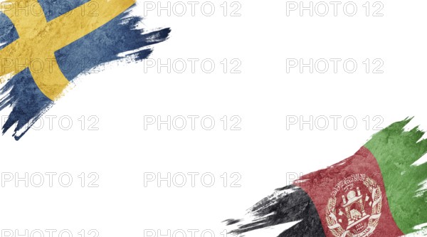 Flags of Sweden and Afghanistan on white background