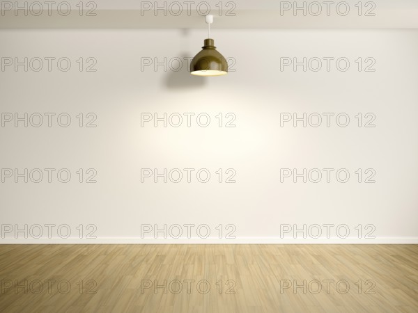 An image of an empty room with a lamp