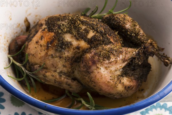 Roasted quail with herbs