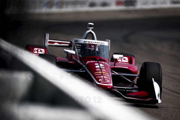 JOSEF NEWGARDEN (2) of Nashville, Tennessee practices for the Hy-Vee Homefront 250 at Iowa Speedway in Newton, IA