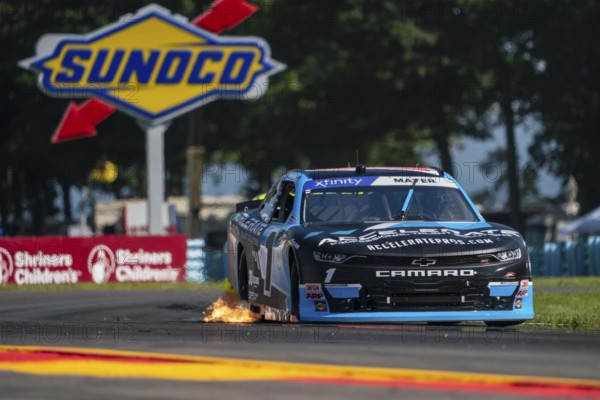 NASCAR Xfinity Driver, Sam Mayer (1) races for position for the Shriners Children's 200 at the Watkins Flen International in Watkins Glen NY