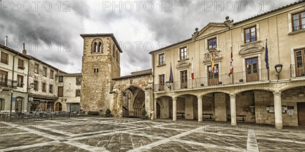 Church of San Juan Bautista and Cityhall, Oña Medieval Village, Las Merindades, Burgos, Castilla y León, Spain