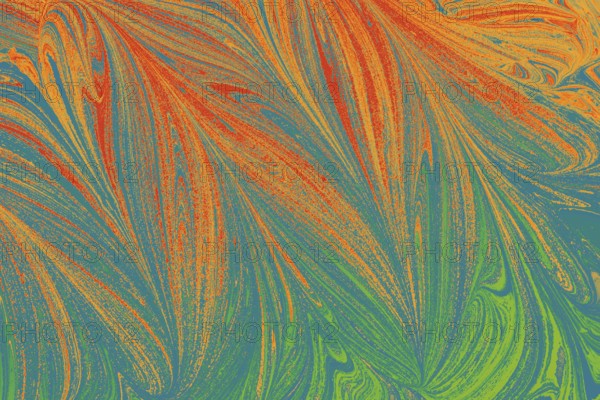 Beautiful abstract art of Ebru marbling painting techniques on water with acrylic paints