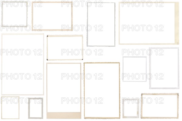 Antique photos cropped on a white background