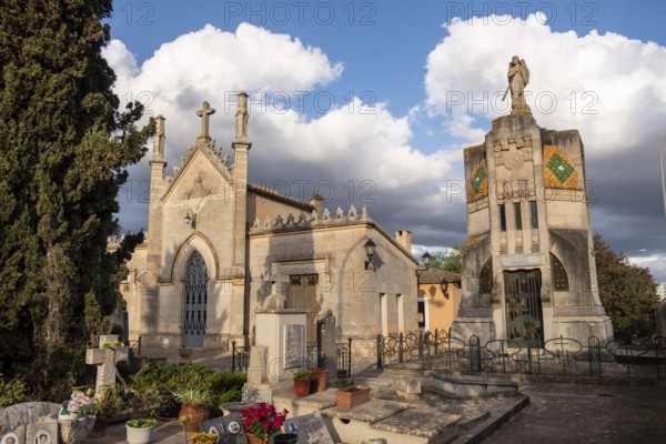 Modernist mausoleum of the Bestard family, 19th century, Santa Maria cemetery, Majorca, Balearic Islands, Spain