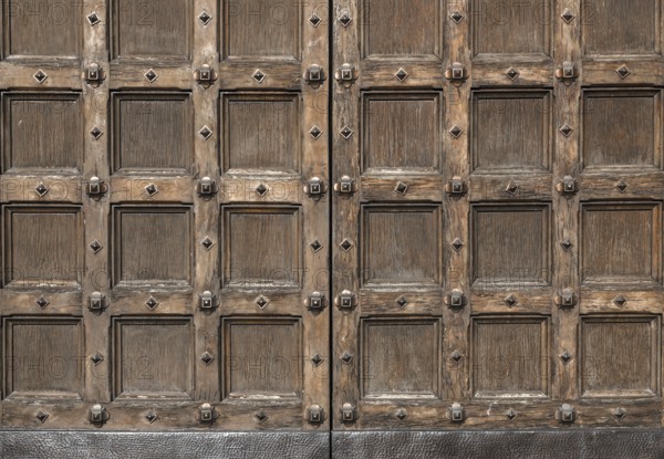 Old carved entrance door to Cathedral