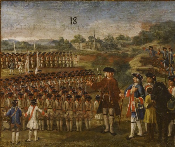 Anonymous, 18th century, allegory of the dense of the Philippines by Don Simon de Anda y Salazar, oil on canvas, Alava Fine Arts Museum, Vitoria, Basque Country, Spain