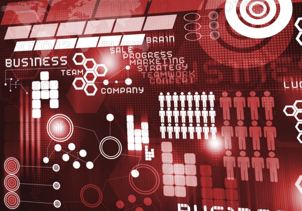 Digital business background image with icons on media screen
