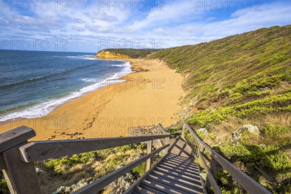 The legendary Bells Beach of the movie Point Break, near Torquay, gateway to the Surf Coast of Victoria, Australia, here starts the Great Ocean Road. this reserve includes Bells Southside and beaches