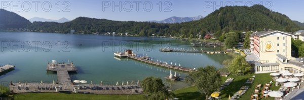 Bathing jetties on Lake Klopeiner See, Hotel Sonne, Carinthia, Austria