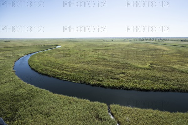 Okawango Delta pan style, meandering courses of the Okawango River, aerial view, Botswana