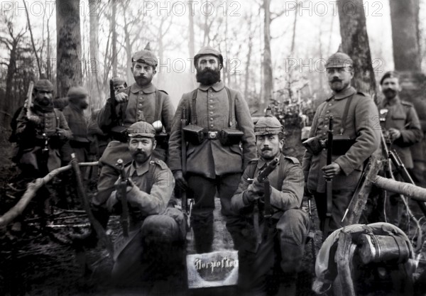 German soldiers in outpost position. First World War, France. German soldiers in the outpost. World War I, France