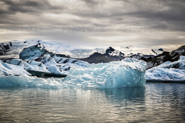 Famous Glacier Lagoon in Jokulsarlon Iceland during sunset