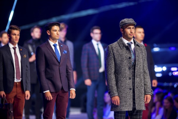 Sofia, Bulgaria - September 12, 2016: Male models walk the runway during the Autumn/Winter Sofia Fashion Week Show 2016 in Sofia, Bulgaria