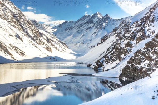 Ski in chile on a sunny day with lots of snow. South America