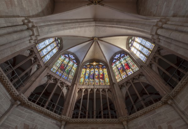 Basel, cathedral (Basel Minster), choir, view into the vault
