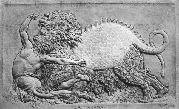The Tarasque is a fearsome legendary dragon from Provence, in southern France, tamed in a story about Saint Martha.<br/><br/> Legend reported among others by the Golden Legend has it that the creature inhabited the area of Nerluc in Provence, France, and devastated the landscape far and wide. The Tarasque was a sort of dragon with six short legs like a bear's, an ox-like body covered with a turtle shell, and a scaly tail that ended in a scorpion's sting. It had a lion's head.<br/><br/> The Tarasque was said to have come from Galatia which was the home of the legendary Onachus, a scaly, bison-like beast which burned everything it touched. Some speculate that the story of the Onachus may be related to either that of the Unicorn or the Phoenix. The Tarasque was the offspring of the Onachus and the Leviathan of biblical account, disputably a giant sea serpent.<br/><br/> The king of Nerluc had attacked the Tarasque with knights and catapults to no avail. But Saint Martha found the beast and...