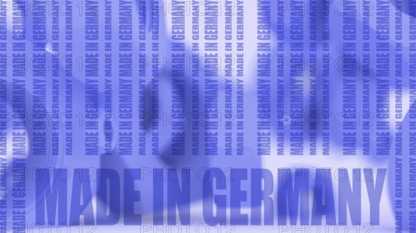 Blurred blue nuts levitation group. Service and repair relative image. Double exposure. Made in Germany bar code