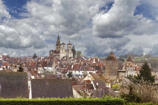 View of the old city of Semur-en-Auxois, France