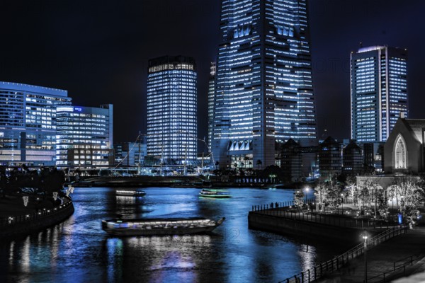 Yokohama Minato Mirais night scene (all building light up). Shooting Location: Yokohama-city kanagawa prefecture
