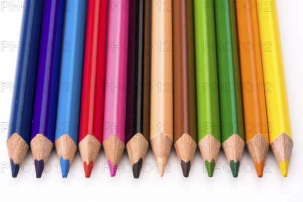 Beautiful colored crayons on white background
