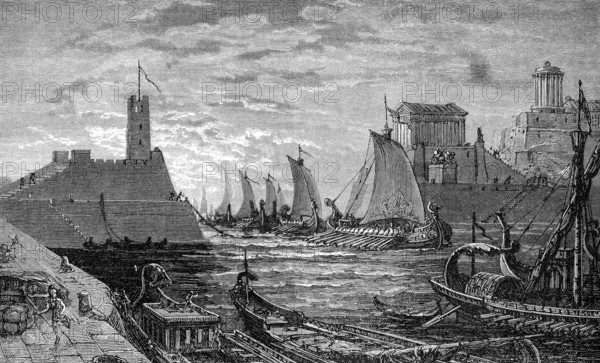 Spartan admiral Teleutias launching a raid on Piraeus in ancient Greece, 389 BC