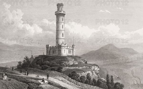Nelson's Monument, Calton Hill, Edinburgh, Scotland, 19th century, from Modern Athens by Th. H. Shepherd