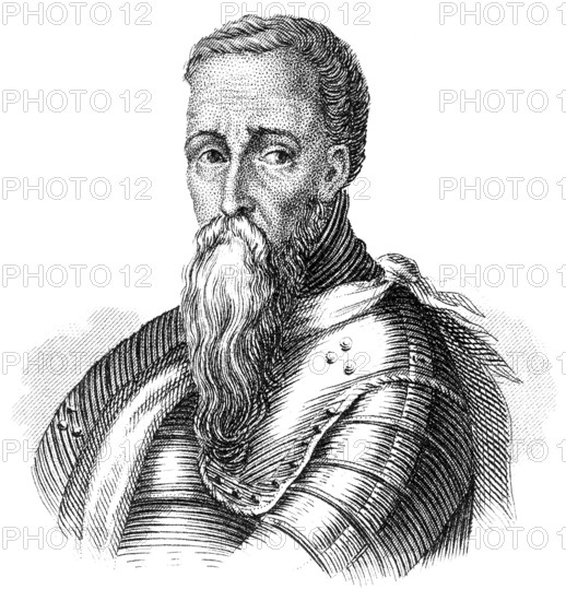 Portrait of Don Fernando Álvarez de Toledo y Pimentel, 3rd Duke of Alba, 1507 - 1582, a Spanish nobleman, military leader and statesman in the service of King Charles V and Philip II, 16th century, Portrait von Don Fernando Álvarez de Toledo y Pimentel, 3. Herzog von Alba, 1507 - 1582, ein spanischer Edelmann, Feldherr und Staatsmann im Dienste von König Karls V. und Philipp II, 16. Jahrhundert