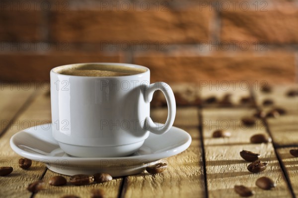 Close-up one white coffee cup