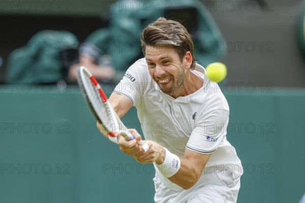 British tennis player Cameron Norrie in action at the 2024 Wimbledon Championships, London, England, United Kingdom
