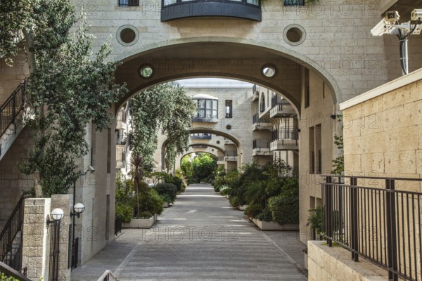 Jerusalem, Israel. Elegant arched passageway between buildings