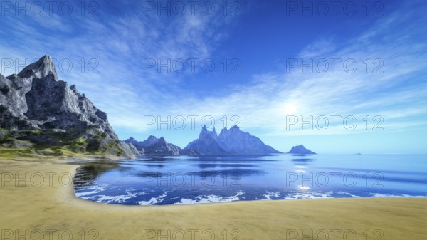 3d rendering of a beautiful summer sand beach