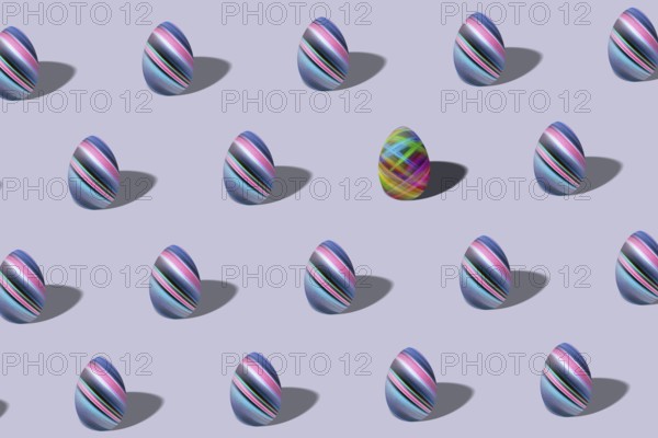 Modern Colorful Easter egg pattern made, multicolored Egg, Minimal Easter concept