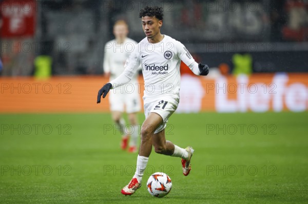 Football, Europa League, Round of 16 second leg, 2024/2025, Eintracht Frankfurt vs. Ajax Amsterdam, 13/03/2025, Frankfurt Stadion, Frankfurt, Germany, Nathaniel BROWN (Eintracht Frankfurt, 21) on the ball