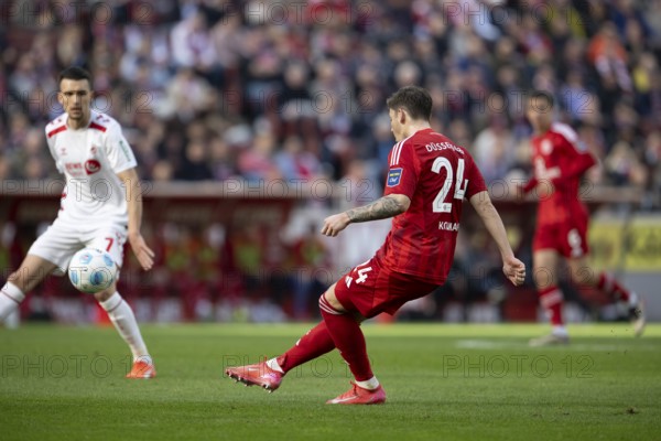 (DFL/DFB REGULATES PROHIBIT ANY USE OF PHOTOGRAPHS AS IMAGE SEQUENCES AND/OR QUASI-VIDEO), RheinEnergieStadion, Cologne, North Rhine-Westphalia, Dawid Kownacki (Fortuna Düsseldorf 1895, Attack, #24), 2nd Bundesliga, 1.FC Köln, Fortuna Düsseldorf 1895 on 23/02/2025 at RheinEnergieStadion in Cologne Germany