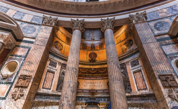 ROME, ITALY, JUNE 14, 2015 : interiors and architectural details of the pantheon, june 14, 2015, in Rome, Italy