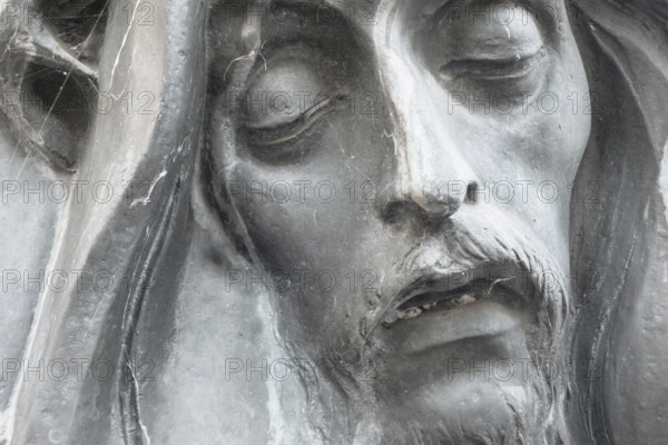 Face statue of dying jesus. Concepts and holiday