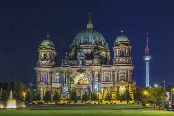 Berlin Cathedral settles down in the downtown of Berlin, Germany. Evening